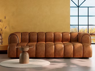 Modern Double Sofa Art Living Room Scene 3d model