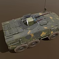 Functional Military Armored Vehicle With Camouflage Paint Six Wheels And Top Mounted Weapon System
