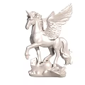 Intricate Silver Winged Unicorn Sculpture With Standing Pose And Detailed Base