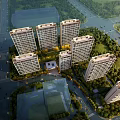 Aerial View Planning of Modern High Rise Residential Buildings With Greenery Roads and Surroundings