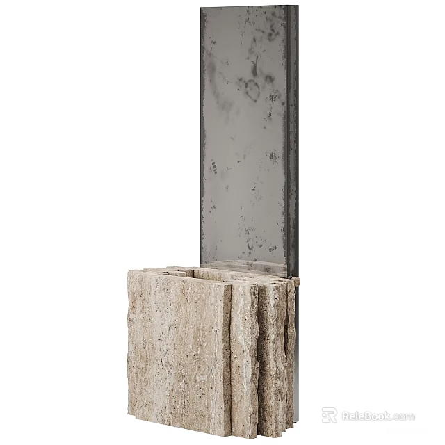Natural Stone And Wood Fusion In Modern Decorative Structure Design 3d model 