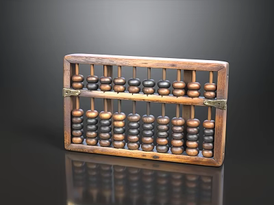 Vintage Traditional Wooden Abacus Furniture With Classic Frame And Beads 3d model