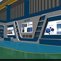 Spacious Factory Interior With High Ceiling Windows Blue Green Floors Yellow Accents And Machinery