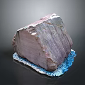Natural Wooden Stone With Textured Surface And Blue Pebbles Base