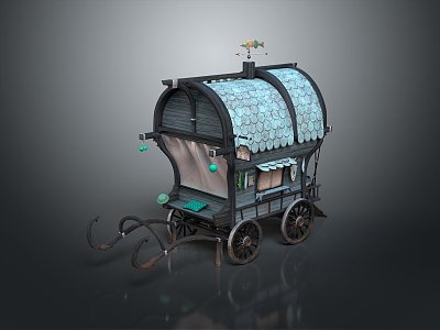 Ancient frame car ryellowcar frame car trolley plank carriage animal cart ox cart wooden carriage 3d model