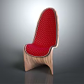 Modern Leisure Chair With Wooden Frame And Red Diamond Pattern Upholstery