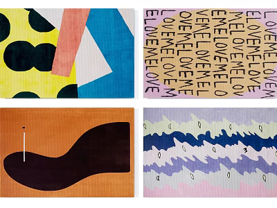 Square Rugs With Various Colorful Patterns Abstract Designs And Modern Styles 3d model