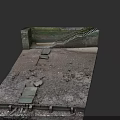 Metal Spiral Staircase in Stone Wall Setting With Dirt and Gravel Ground