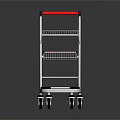 Practical Metal Utility Cart With Two Tier Wire Mesh Shelves Red Handle And Wheels