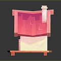 Pink Miniature House Model With Sloped Roof Red Door And Chimney