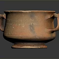 Ancient Sculpted Terracotta Jar With Two Handles And Engraved Inscriptions