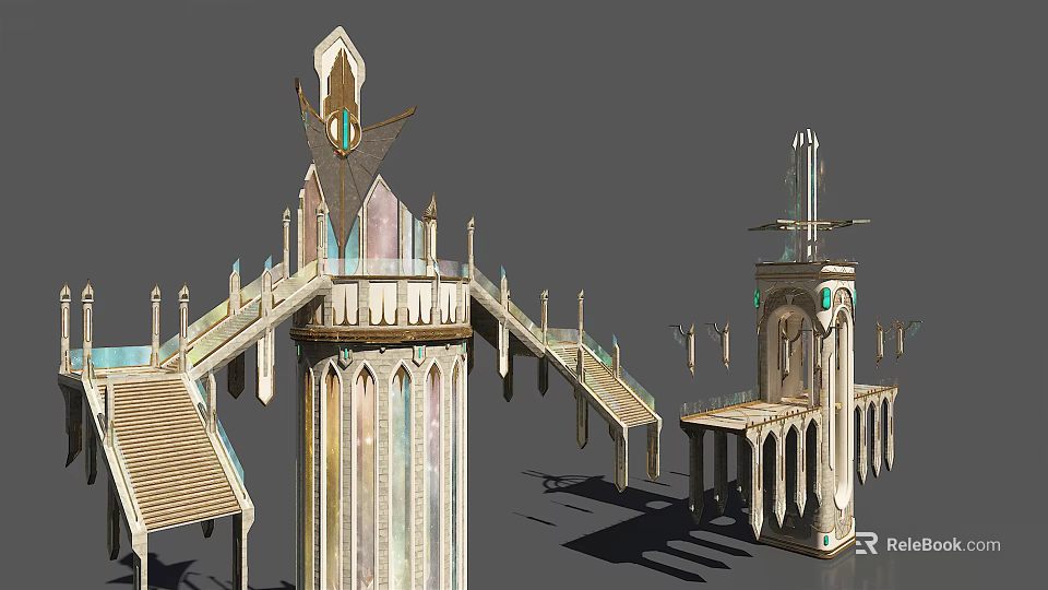 European Gothic Architecture Design With Spires Ornate Columns And Pointed Arches 3d model 