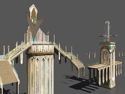 European Gothic Architecture Design With Spires Ornate Columns And Pointed Arches 3d model