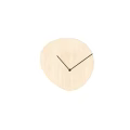 Minimalist Round Wooden Clock With Black Hands And Light Wood Dial On Gray Background