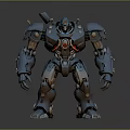 Sci Fi Mechanical Robot 3D Model With Blue Armor And Red Core
