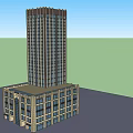 Modern High Rise Hotel Building With Podium Structure And Large Windows Design