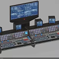 Professional Control Console System With Multiple Monitoring Screens And Control Panels
