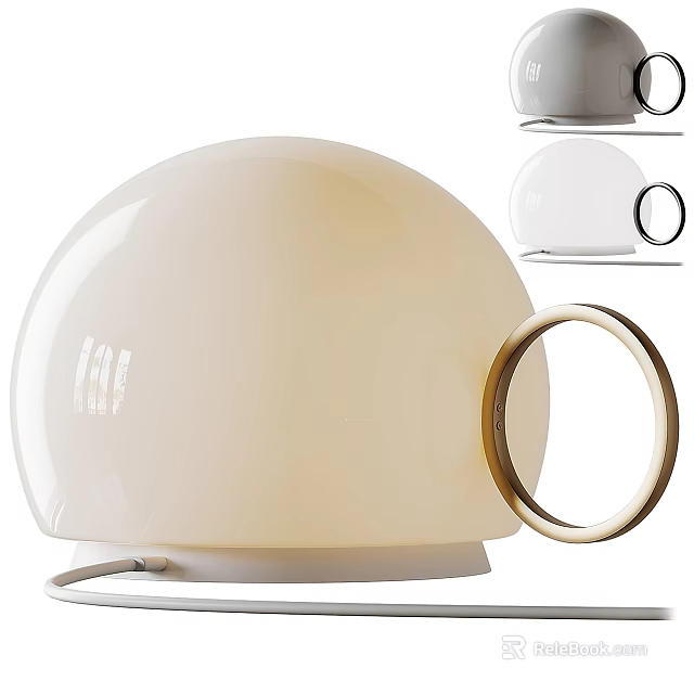 Modern Ivory Spherical Table Lamp With Golden Ring Handle White Base And Multiple Color Options 3d model 