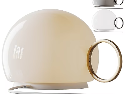 Modern Ivory Spherical Table Lamp With Golden Ring Handle White Base And Multiple Color Options 3d model