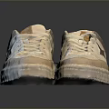 White And Beige Casual Sneakers With Star Pattern On Upper And Platform Sole