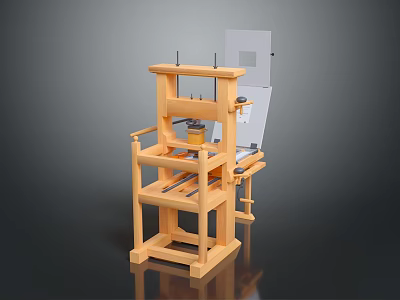 Wooden Frame Industrial Equipment With Vertical Structure Workbench Mechanical Arm And Metal Components 3d model