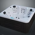 Square Hot Tub with Wooden Exterior White Interior Massage Jets and Digital Control Panel