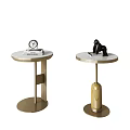 Modern Round Side Tables With Decor And Gold Bases 3d model
