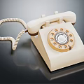 Vintage Rotary Dial Telephone In Ivory White With Coiled Cord Handset And Classic Design
