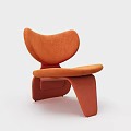 Orange Velvet Armchair With Modern Curved Design And Streamlined Structure 3d model