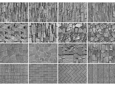 Garden Ornaments with Diverse Stone Texture Patterns for Decorative Paving and Wall 3d model