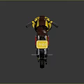Yellow Black Vintage Motorcycle with Brown Seat Red Shock Absorber Body Design Details
