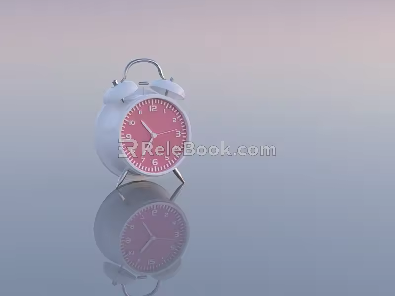 Clock alarm clock retro alarm clock white pink alarm clock ornaments 3d model