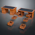Classic Wooden Office Desk With Spacious Surface Multiple Drawers And Storage Units