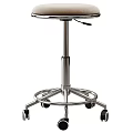 Silver Adjustable Metal Stool With Round Seat And Rolling Wheels Base