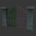 Modern Iron Gate Design With Ornate Carved Pillars And Intricate Metal Work