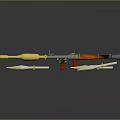 Tactical Rocket Launcher Weapon With Yellow Grip Red Components And White Projectiles 3d model