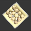 Delicious Butter Cookies on Yellow Square Plate with Decorative Edge and Black Background
