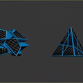 Commercial Equipment Geometric Shapes With Blue Frames And Black Carbon Fiber Texture Structured Design