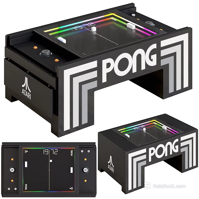 AORUS PONG Game Table With RGB Lights And Modern Black White Design 3d model 