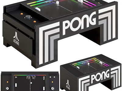 AORUS PONG Game Table With RGB Lights And Modern Black White Design 3d model