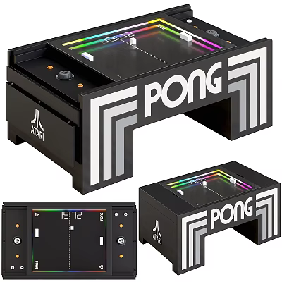 AORUS PONG Game Table With RGB Lights And Modern Black White Design 3d model