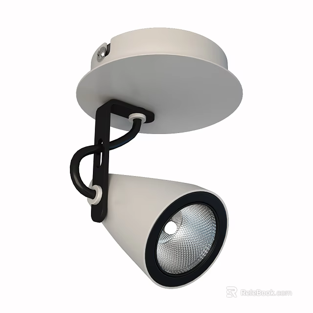 Modern Ceiling Downlight Spotlight with White Body and Black Adjustable Arm 3d model