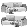 Modern Two Seater Sofa With Color Options Blanket And Decorative Pillows