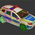 White POLITIA Police SUV Car With Blue Red Stripes And Emergency Lights