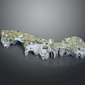 Scenic Rocky Landscape with Lush Vegetation and Natural Arch Formation Reflected on Smooth Surface