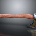 Detailed Axe Design With Wooden Handle And Ornate Metal Head