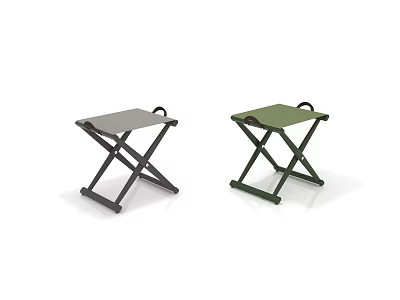 Foldable Stools In Two Colors With Sturdy Metal Frame And Portable Handles 3d model