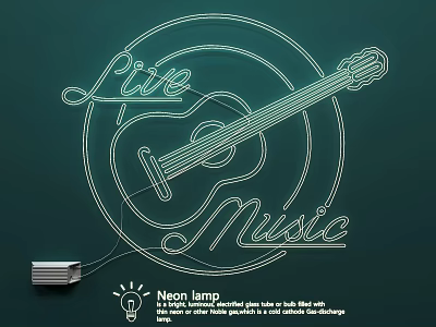 Stylish Neon Lamp Combination With Guitar Design For Live Music Ambiance 3d model