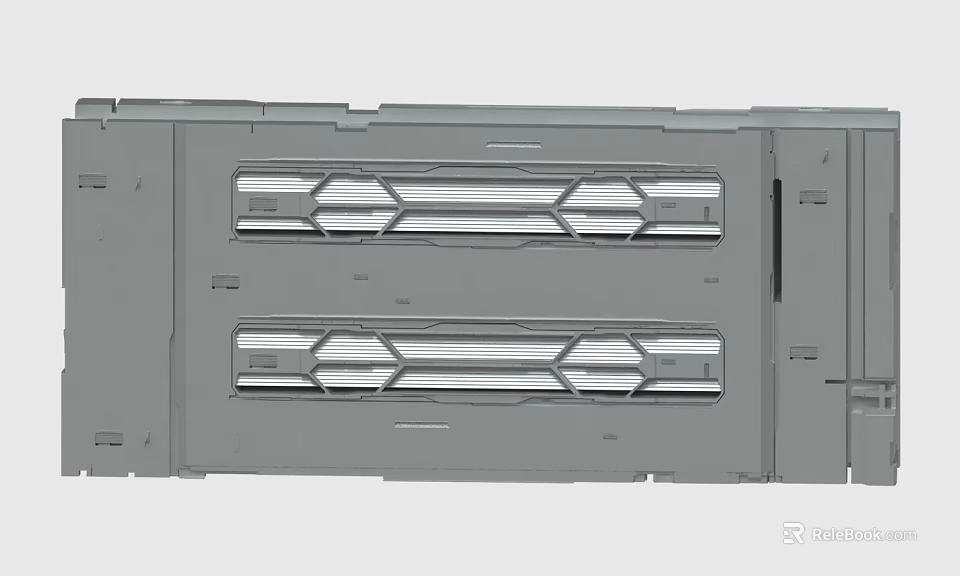 Gray Metal Structure With Two Symmetrical Rectangular Mechanical Devices Design 3d model