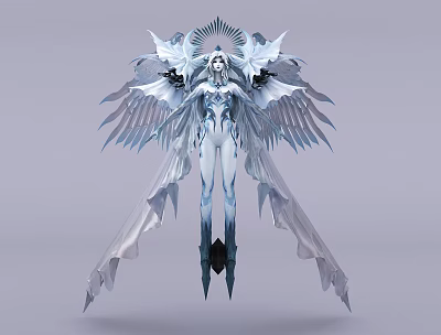 Goddess Girl Angel Elf Mage Woman Wings 3d model